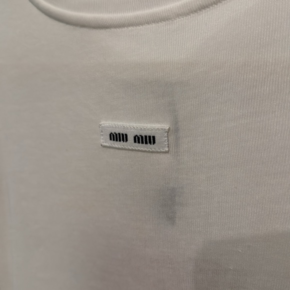 Sheer Logo White Long Sleeve Top Small New - Picture 3 of 7